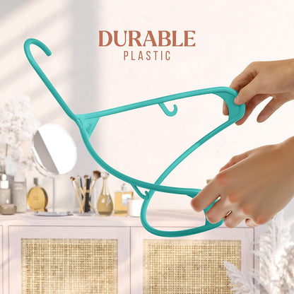 Aqua Plastic Hangers 20 Pack - Versatile Clothes Hangers for Space-Saving Closet Organization