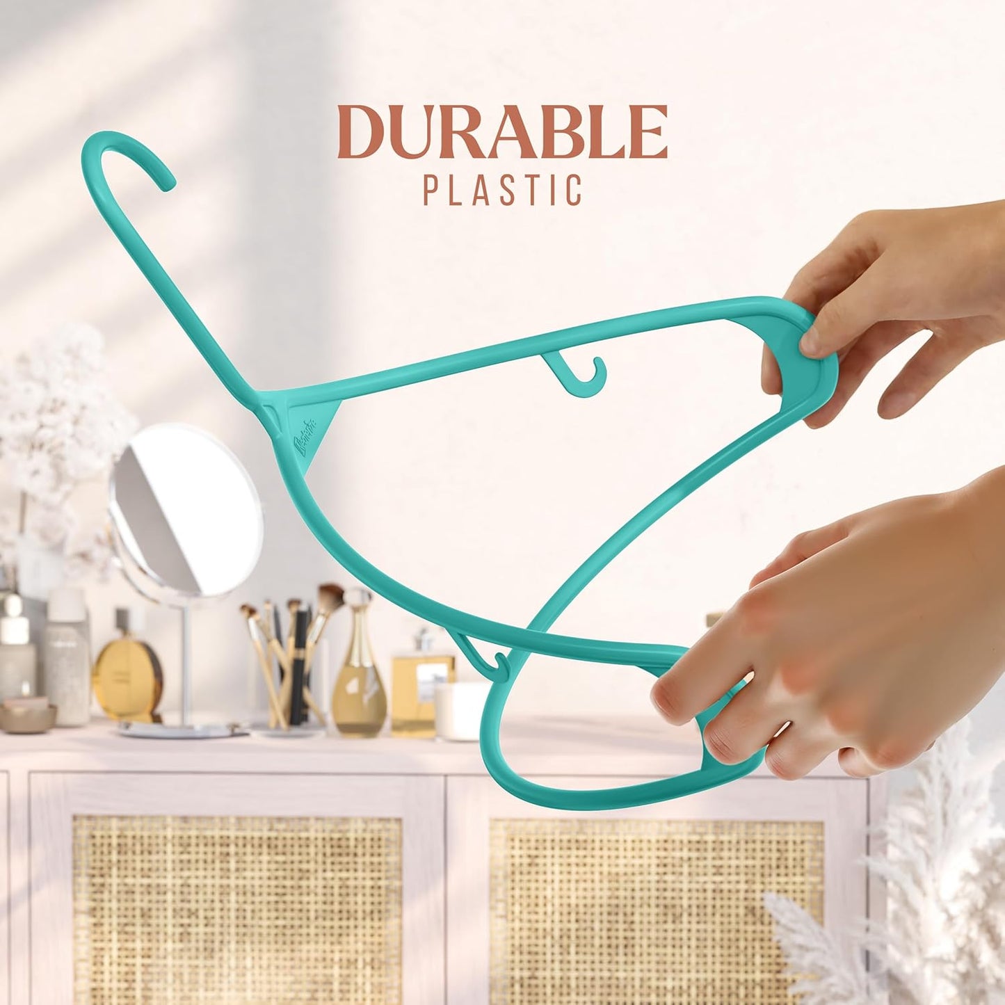 Plastic Hangers 20 Pack Aqua - Space-Saving Clothes Hangers for Closet Organization | Perfect for Coats