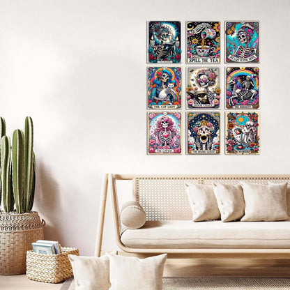 GOUOYANA Skull Diamond Art Kits for Adults - 9pcs, Tarot Card Diamond Painting for Beginners, DIY Full Rhinestone 5D Gothic Diamond Painting Kits (Gemstone Craft), Home Wall Decoration (12x16 inch)