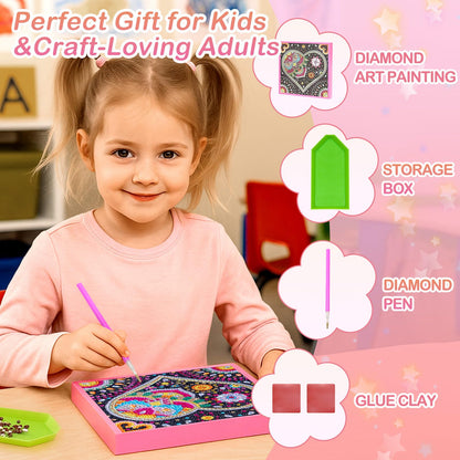 AuraKoi Girls Gifts 8-12 Years Old, Arts and Crafts for Kids Age 10-12, Diamond Art Kits for Girl Teen Adult Birthday Xmas Gift, 5 6 7 8 9 10 11 12 Art Painting with Frame Home Decor (Love)