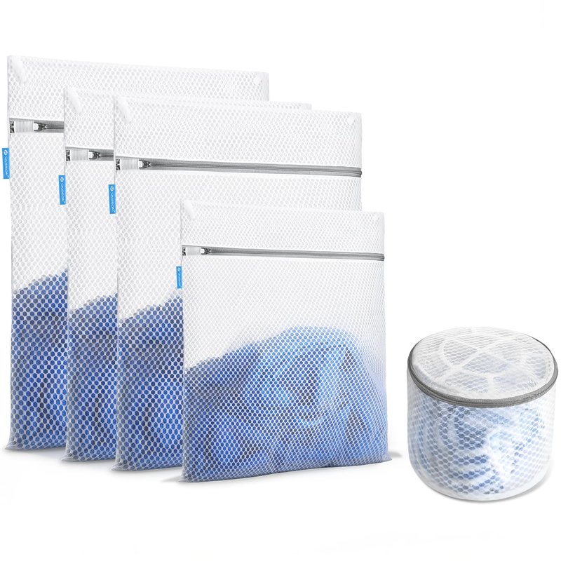 VASSON Premium Mesh Laundry Bags for Delicates with Auto-Lock Zipper - Durable Washing Bag Set for Blouse, Hosiery, Underwear, Bra, and Shoes (5-Piece Set (All-Purpose))