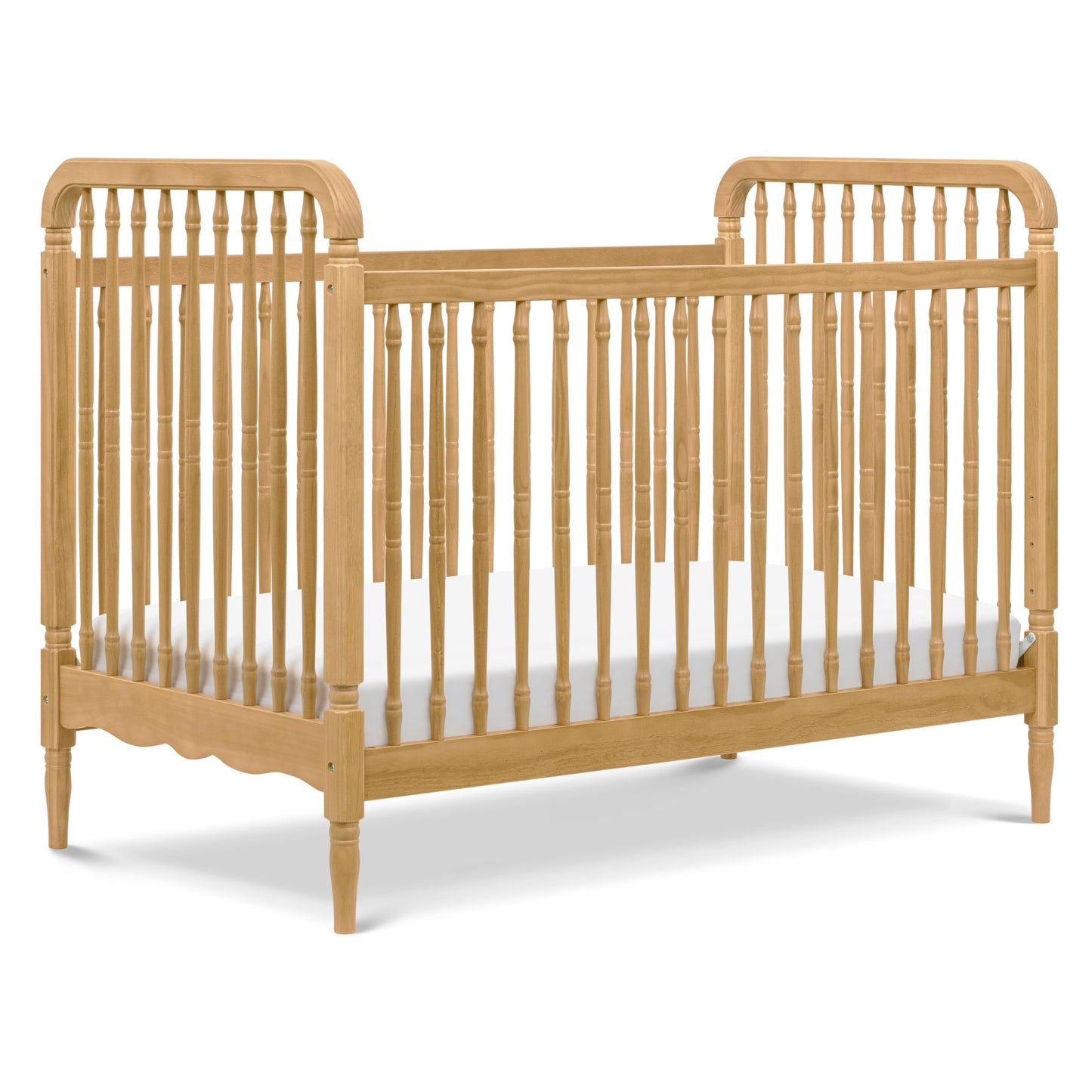 Namesake Liberty 3-in-1 Convertible Spindle Crib with Toddler Bed Conversion Kit in Honey, Greenguard Gold and FSC® Certified