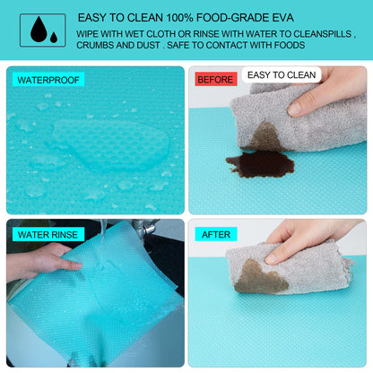 16 Pcs Refrigerator Liners Mats Washable, Refrigerator Mats Liner Waterproof Oilproof, Shinywear Fridge Liners for Shelves, Cover Pads for Freezer Glass Shelf Cupboard Cabinet Drawer (16 Clear)