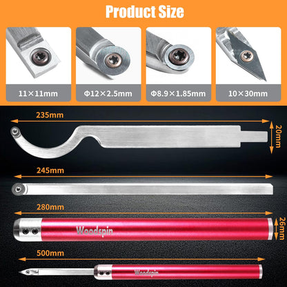 Wood Turning Kits, Carbide Lathe Tools for Wood Lathe, Wood Lathe Tools and Accessories with Indexable Inserts, Wood Turning Tools for Lathe Set, Lathe Tools & Lathe Accessories with Storage Case（Red）