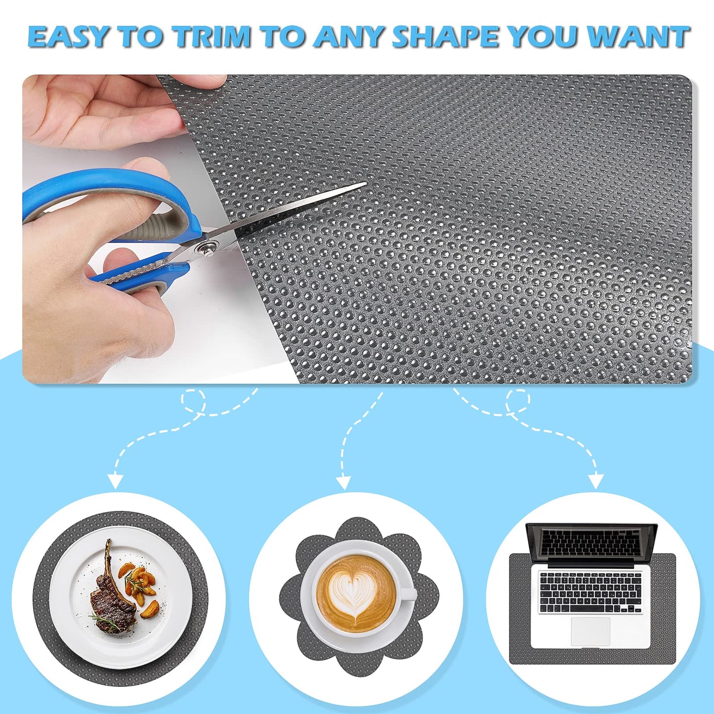 MooiFun Drawer Liners, Waterproof Shelf Liner, Anti-Slip Non-Adhesive BPA Free Kitchen Cupboard Cabinet Liner Refridge Fridge Mats Sink Protector Strong Durable for Home Office (20" x 240"/Grey)