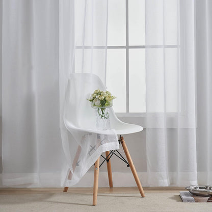 Home Brilliant White Sheer Curtains, 63 Inch Length Rod Pocket Drape, 54" Width x 63" Length, 2 Panels