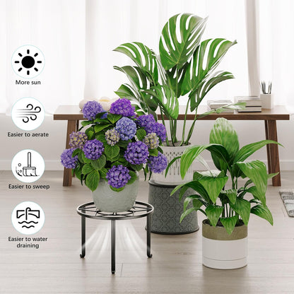 NQW 5 Pack Plant Stand Metal Flower Pot Stand Holders Indoor Tall Plant Rack Plant Round Black Plant Shelf For Living