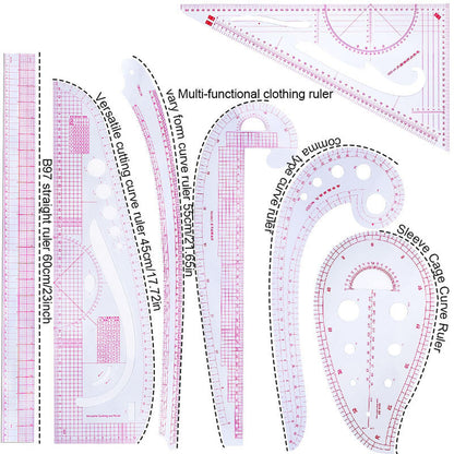 7PCS French Curve Ruler Set, High Accuracy Complete Tools Hip Curve Ruler with Scale, Sewing Ruler | Sewing Tools | Sewing Rulers | Craft Ruler for Beginners Tailors Pattern