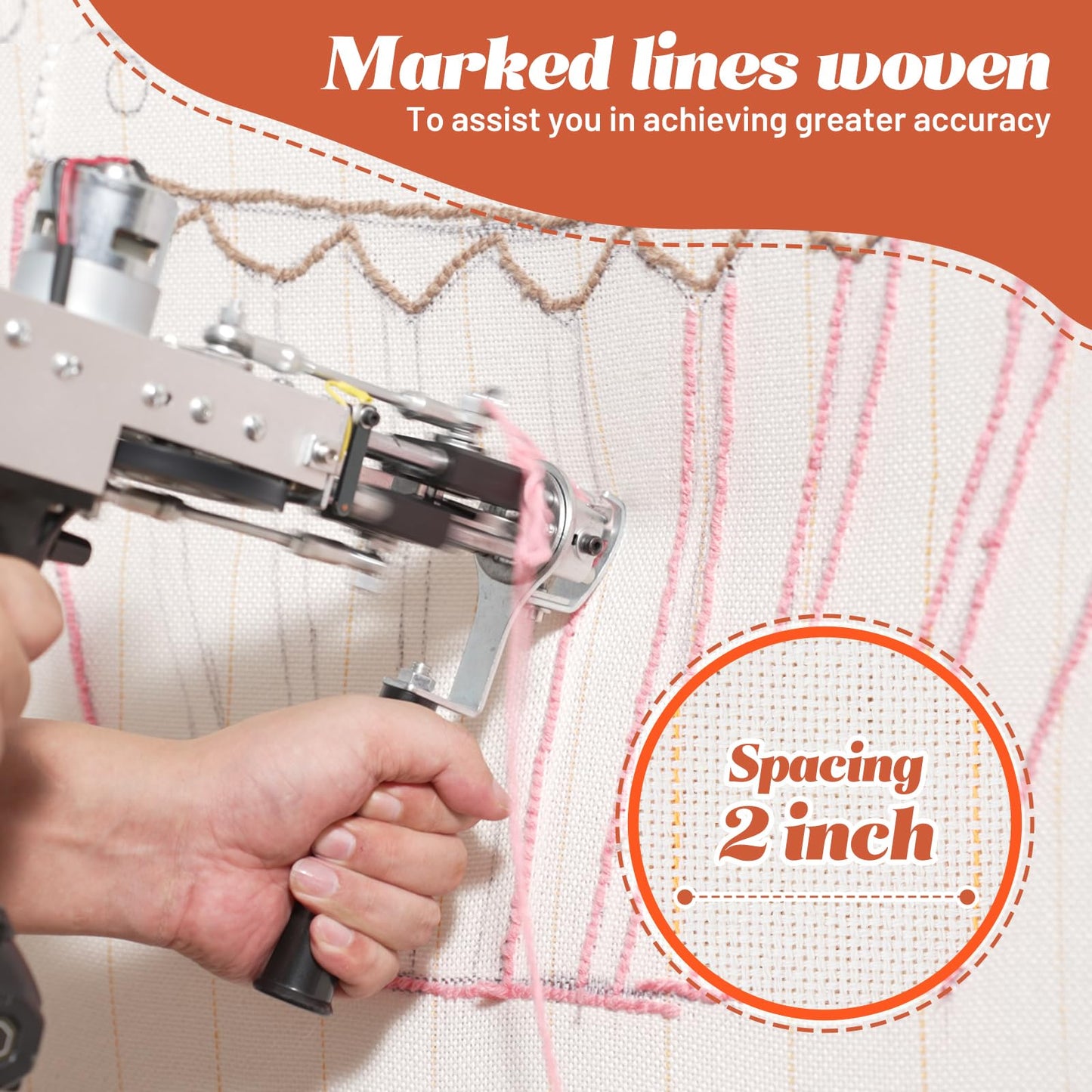 BESGEER 80" × 80" Tufting Cloth with Marked Lines - Monks Cloth for Rug tufting kit, Primary Tufting Cloth for Cut and Loop Pile Tufting Guns, Rug-Punch