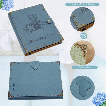 ZEEYUAN Leather Scrapbook Album 60 Pages Love Memory Photo Album 8.5x11 inch, Travelling Journal Scrap Book Family Scrapbook Scrapbooking Supplies Kits Gift for Couples Anniversary Wedding
