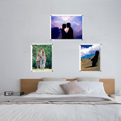 BFRed Acrylic Photo Frame 8.5X11in Brackets, Clear Picture Frames for Wall, Frameless picture Frames Lucite Transparent Square Cubes Floating Hanging Photo Frame