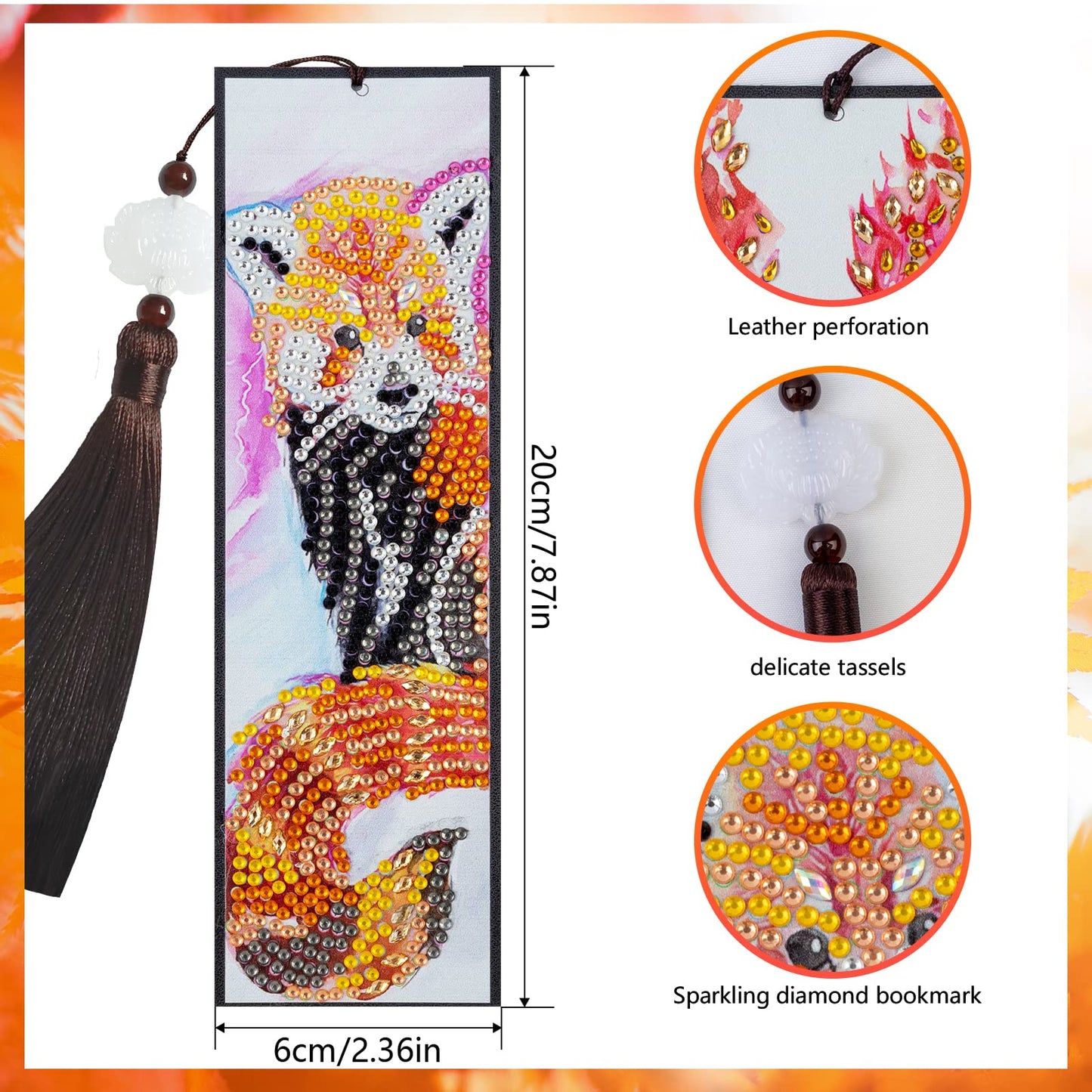 8 Pack Animal Diamond Art Bookmarks Kit, 5D DIY Diamond Painting Bookmarks with Tassels, Animal Crystal Diamond Art Leather Bookmark Set for Adults, Craft Gift Collection