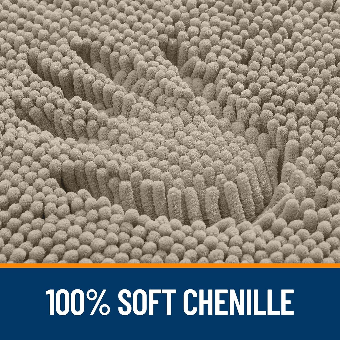 OLANLY Large Bathroom Rugs - Extra Soft Chenille Bath Mats | Quick Dry, Machine Washable, Warm Taupe 59x35