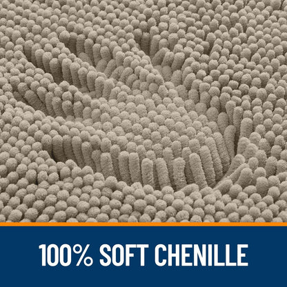 OLANLY Bathroom Runner Rugs - Soft Absorbent Chenille Bath Mats | Quick Dry, Machine Washable, 59x20 in Warm Taupe