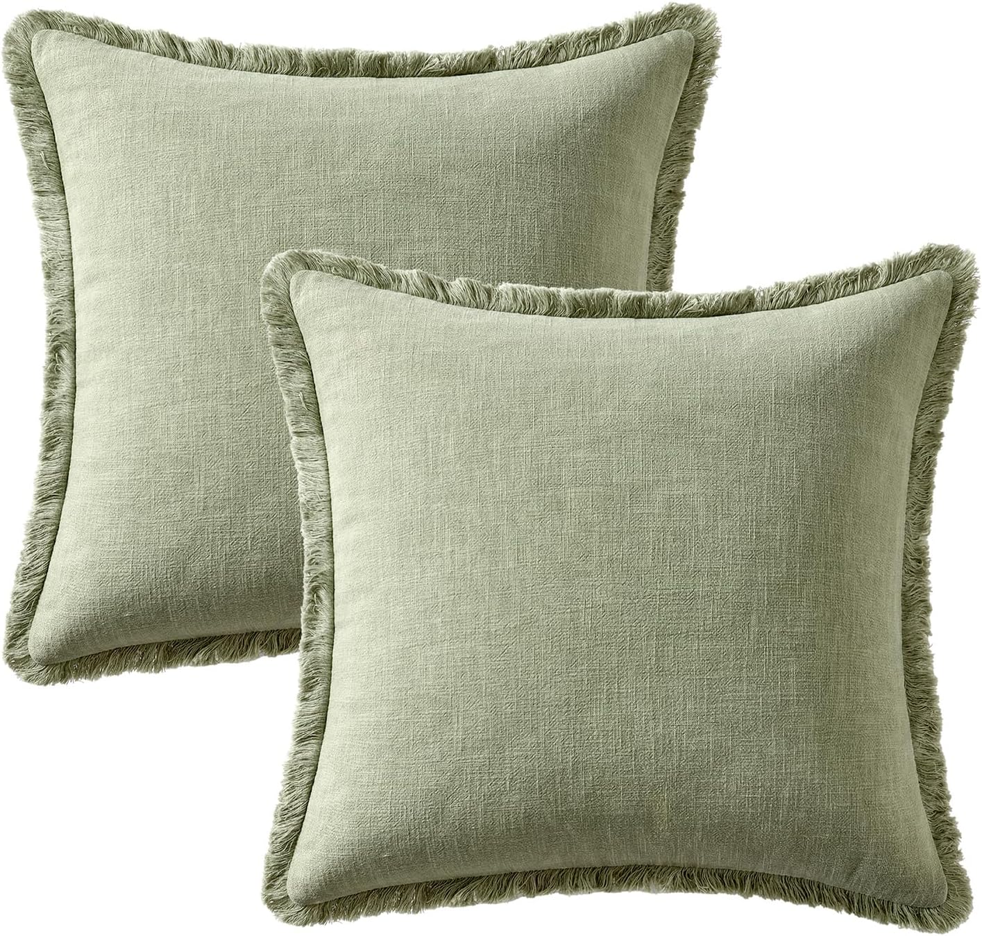Chair,18x18 Inch Set 2,Sage Woaboy Decorative Linen Fringe Throw Pillow Covers Boho Farmhouse Soft Cushion Covers