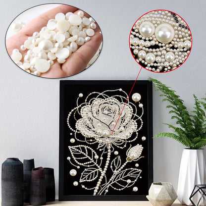 DoxQcs (Unframed DIY Pearl Diamond Art Painting Kit with Black Canvas 9.84X13.78in Shining Diamond Art Craft Resin Gem for Adults Home Wall Decor-Rose