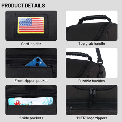 MIER Large Insulated Lunch Box - Dark Grey Cooler Tote Bag for Men, Women, Double Deck Cooler