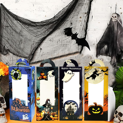 QZYCMHOO 24PCS Halloween Treat Boxes for Party Favors, Trick or Treat Candy Gift Bags, Halloween Snack Cookie Goodie Packaging Supplies