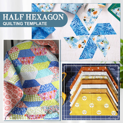 Kigley 8 Pcs Half Hexagon Quilting Templates and Rulers 1/1.5/2/3/4/5/6/7 Inch Acrylic Quilting Ruler with 1/4 Inch Seam Allowance for Cutting Pattern DIY Sewing Craft(Clear)