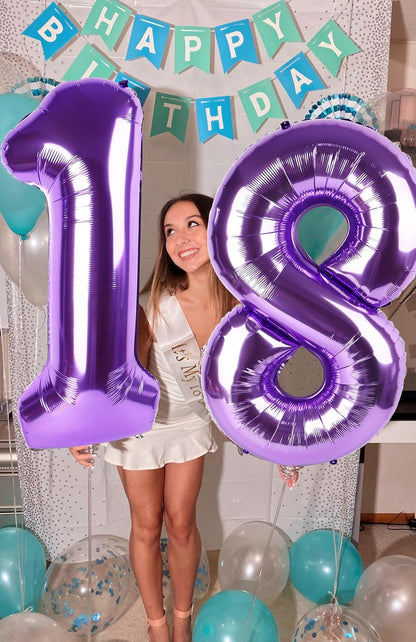 Numbers 40-Inch Balloon | Purple Number 19 Foil Balloons for Birthday & Wedding Celebrations