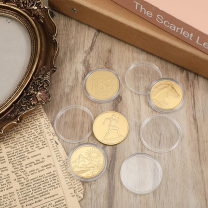 10 Pcs Blank Brass Challenge Coin for Laser Engraving, 40mm Engraving Blank Coins with Acrylic Protection Box, Unfinished Challenge Coin Blanks (Gold, Thickness 2mm)