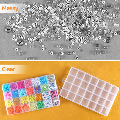 Eppingwin 28 Grids Bead Organizer, Craft Organizers and Storage, Acrylic Organizers, Plastic Bead Organizer Box for Crafts Organizing Storing (4 Pack)