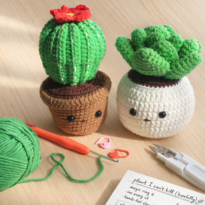 Crochet Kits for Adults - Beginner Crochet Kit for Adults with Video Tutorials - Crochet Plant Kit Flower Succulent Cactus - Easy to Learn Starter Amigurumi Knitting Crafts Hobbies Gifts for Women