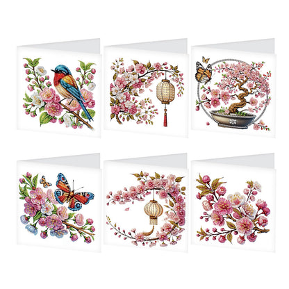 JZHYOAN 6 Packs Flower Diamond Painting Greeting Cards Kits for Adults DIY Diamond Art Birthday Card with Envelopes Gem Art and Craft Card Making Kits for Birthday Holiday Gift Butterfly