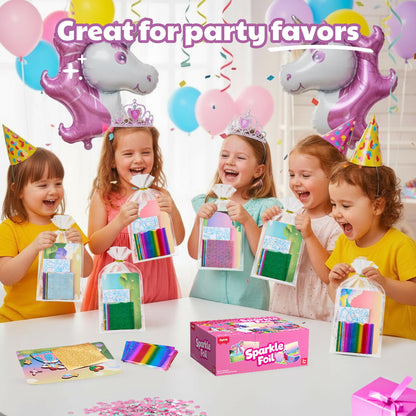 JoyCat 24 Pack Foil Craft Party Favors,No Mess Arts and Crafts for Kids,Goodie Bag Stuffers,DIY Creative Activity, Birthday Present for Girls Boys 4 5 6 7 8 9 Years Old(Unicorn)