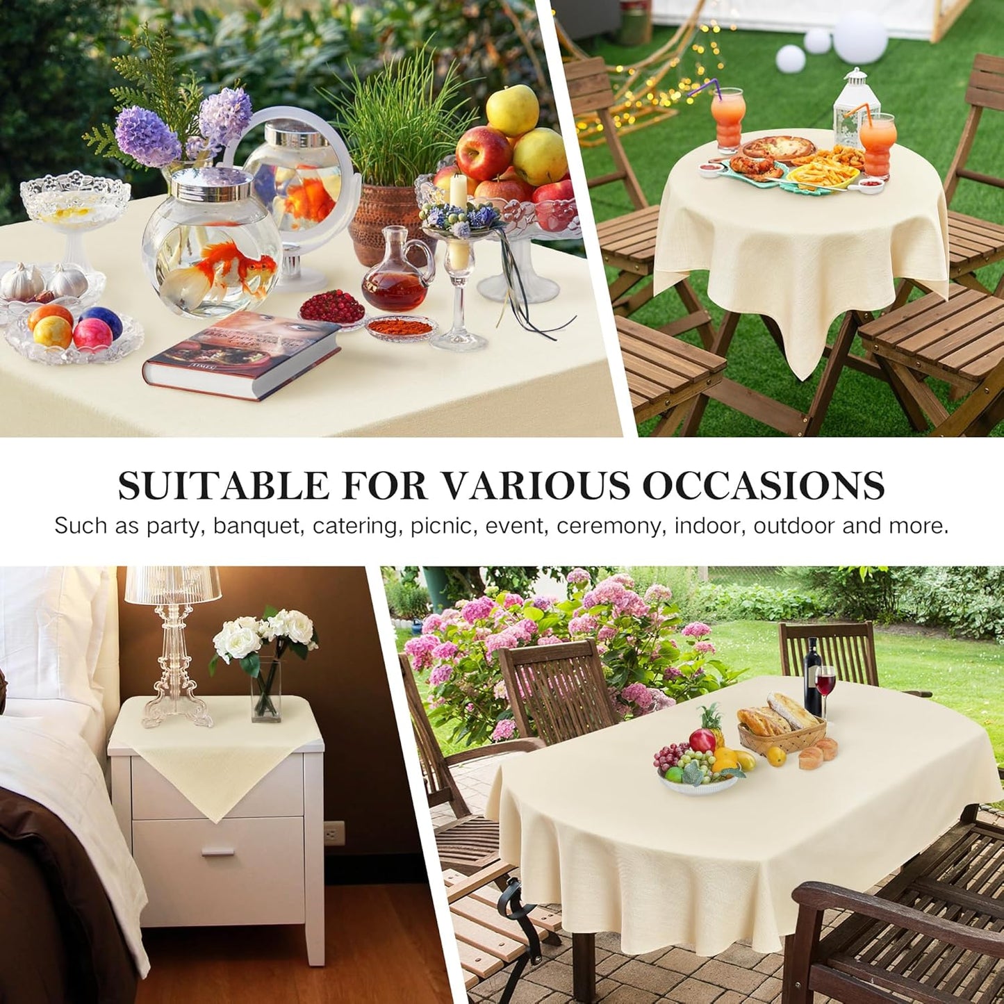 36x36 Inch Wolkemer Square Tablecloth Rustic Textured Polyester Tablecloths Washable Farmhouse Table Cover