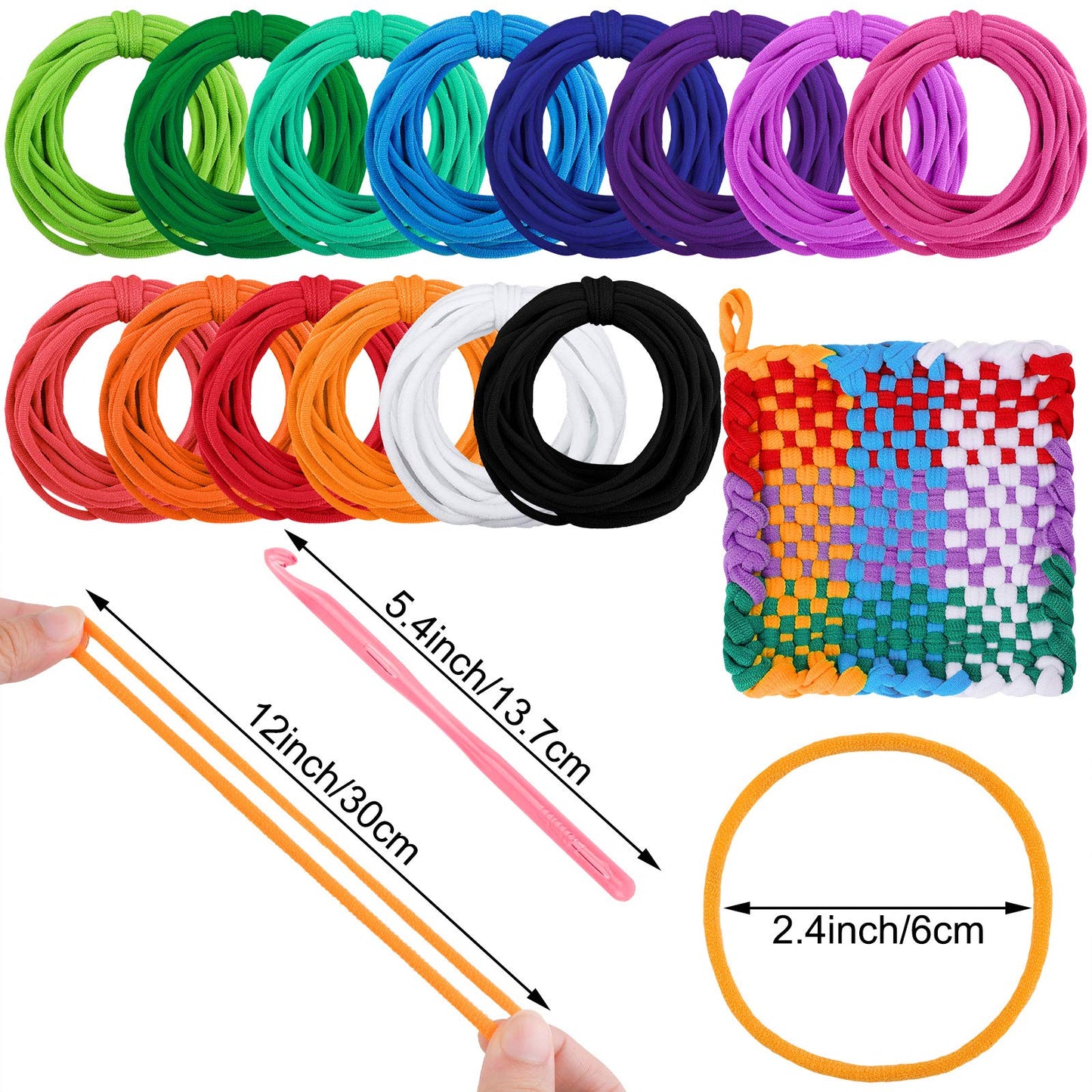 Aodaer 288 Piece Loom Potholder Loops Weaving Loom Elastic Potholder Loops Refill with Multiple Colors for DIY Crafts Supplies, Compatible with 7 Inch Weaving Loom