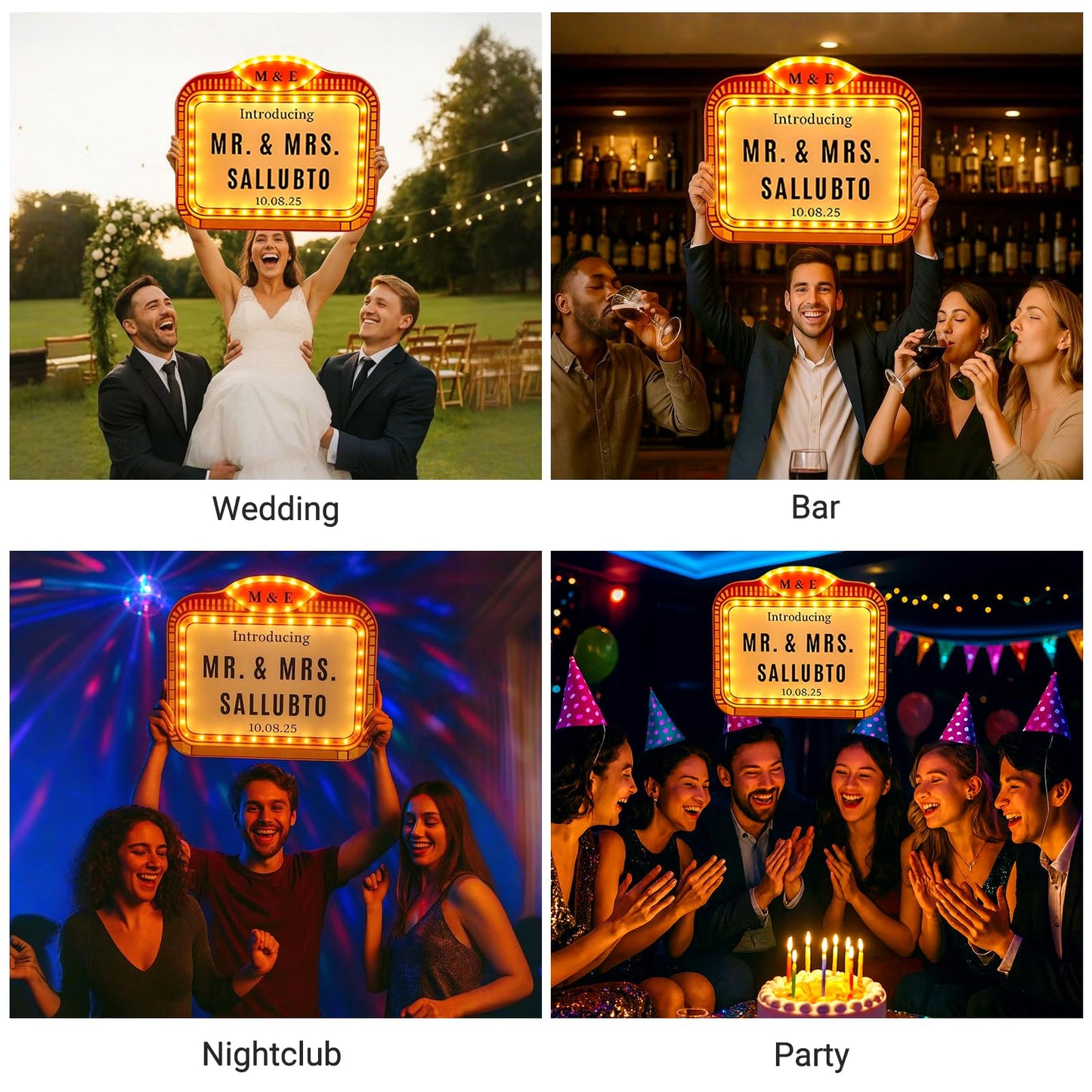 22IN Large Wedding Bottle Service Sign, Personalized Wedding Entrance Props Led Marquee Sign for Reception, Custom Light up Marquee Sign for Bridal Engagement Anniversary Nightclub Gift