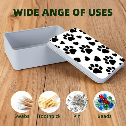 VOGDMKJG Large Metal Tins Box-7.1” x4.7”x2“ Rectangular Empty Storage Box With Lid Decorative Organizer Storage Tin Case For Office/Cookie/Candy/Jewelry/Photo/Letter Black Dog Paw
