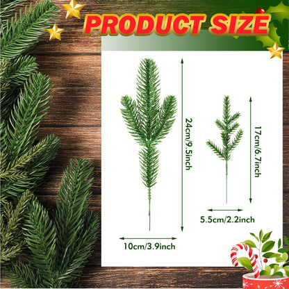 60 Pcs Christmas Artificial Green Pine Needles, Christmas Floral Picks Artificial Holly Red Berry Twig Stem Pine Snowy Cone Branches Garland Bulk for Xmas Tree Craft Holiday Winter (Elegant Style)