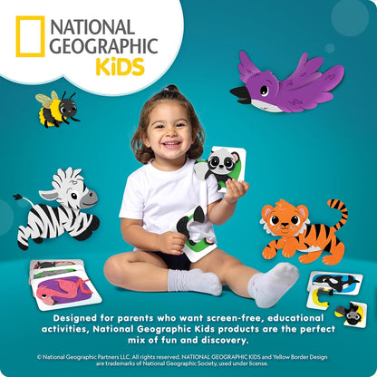 National Geographic Kids Animal Puzzle Games - 50 Matching Cards for Fun Early Learning | Portable Game Set