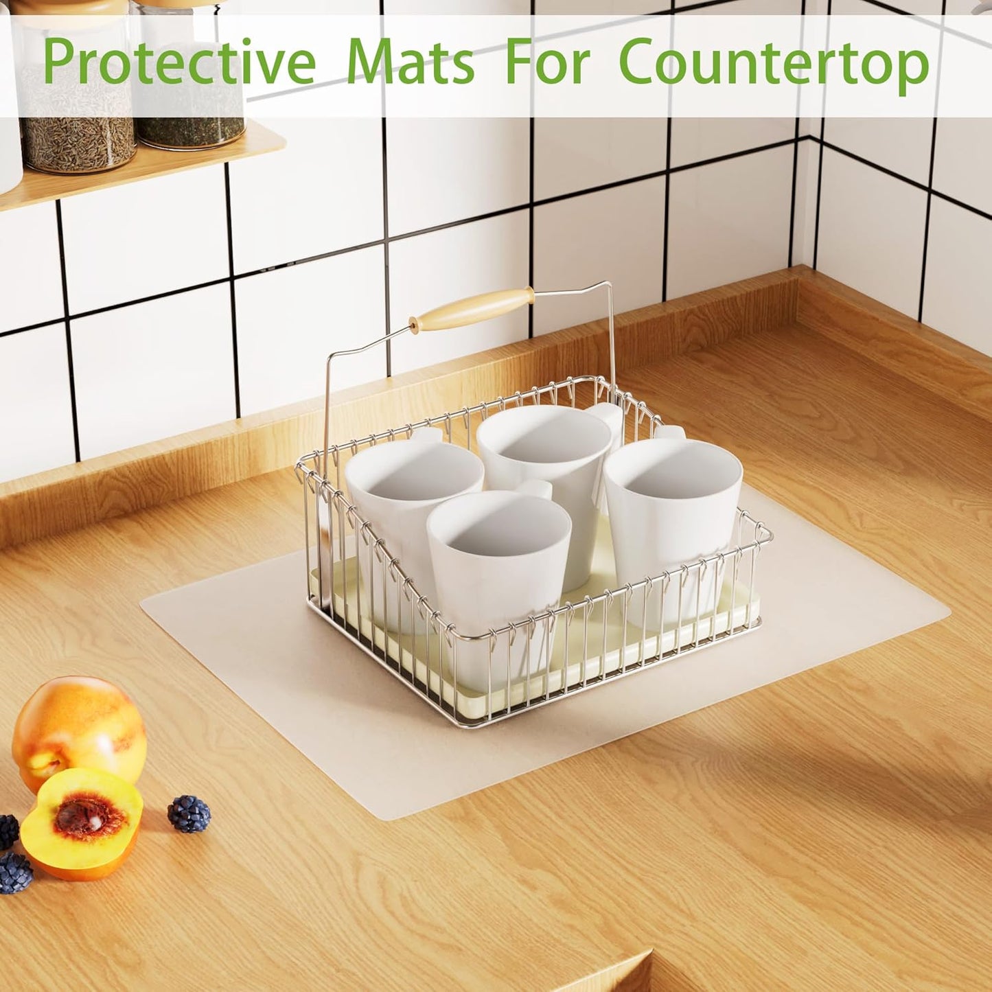 Clear Silicone Mats for Kitchen Counter, 11.8” x 15.75” Non-slip Waterproof Protector Liner, 2/Pack