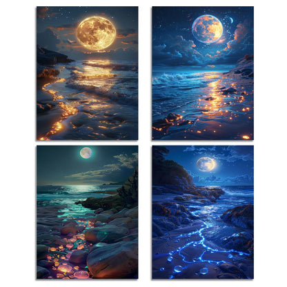 DOTSOPS Diamond Painting Kits Art Adults Painting Kit Crafts DIY 5D Diamond Art Packs Kits Full for Adults Beginner Home Wall Decoration Gift 11.8x15.7 Inches (4 Pack Moon Lake)