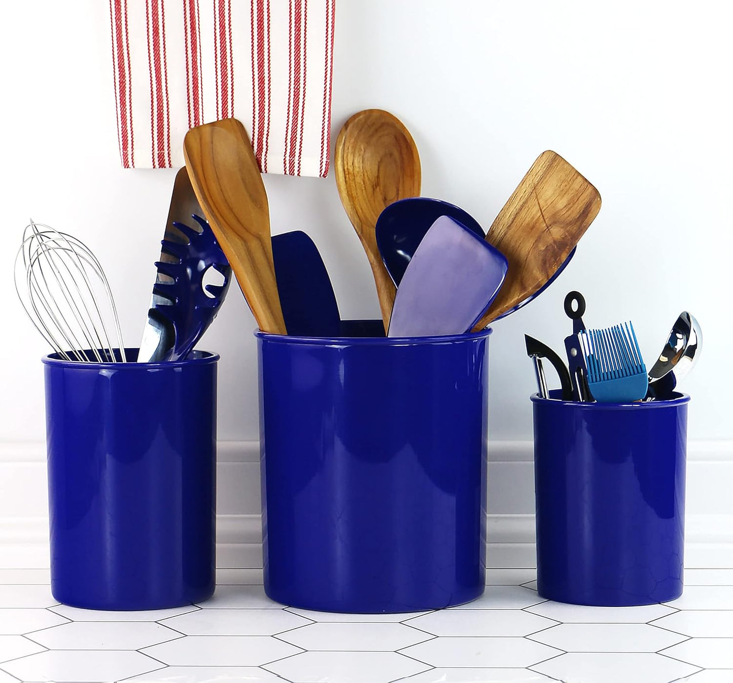 Reston Lloyd Multipurpose Crock, Extra Large Indigo Holder for Organizing Utensils & Kitchen Tools