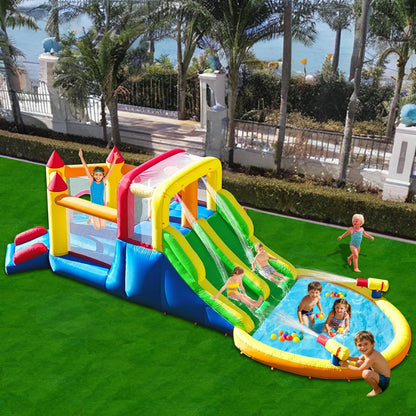 Umbalir InfIatable Bonuce House with 4 Slides & Large Splash Pool, Water Park with Ultra-Wide Climbing Wall, Jumping, Water Cannons & Surprise Water Sprayers for 3-10 yr Kids(20.6'Lx9.6'Wx6.4'H)