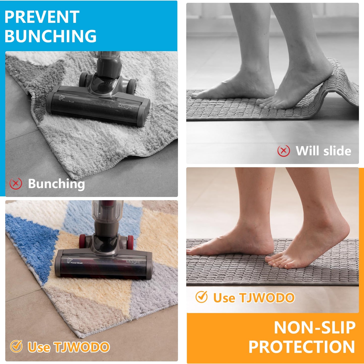 TJWODO 8X10 FT Non-Slip Rug Pad Gripper for Hardwood Floors, Tile, & Carpet – Anti-Slip Rug Pads to Keep Area Rugs Secure and in Place, Protects Floors, Prevents Slipping and Sliding