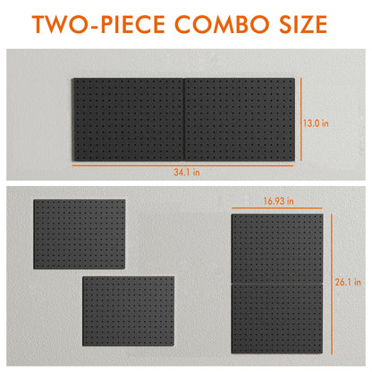 G.CORE Heavy Duty Metal Pegboard Organizer - Wall Storage Steel Peg Board Panels Set 1/4 inch Round Holes 17"x13" 2 Pack Garage Craft Tool Display Hanging Rack Organization Kit with Mounting Hardware