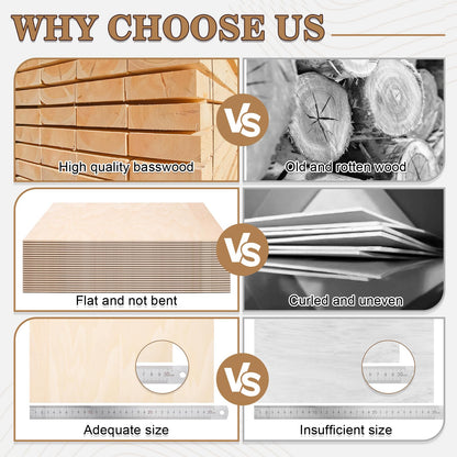 MITINU 30 Pack Basswood Sheets for Crafts,12"x12"x1/8" 3mm Thick Plywood Sheets with Smooth Surfaces-Unfinished Squares Wood Boards for Laser Cutting, Wood Burning, Architectural Models, Staining