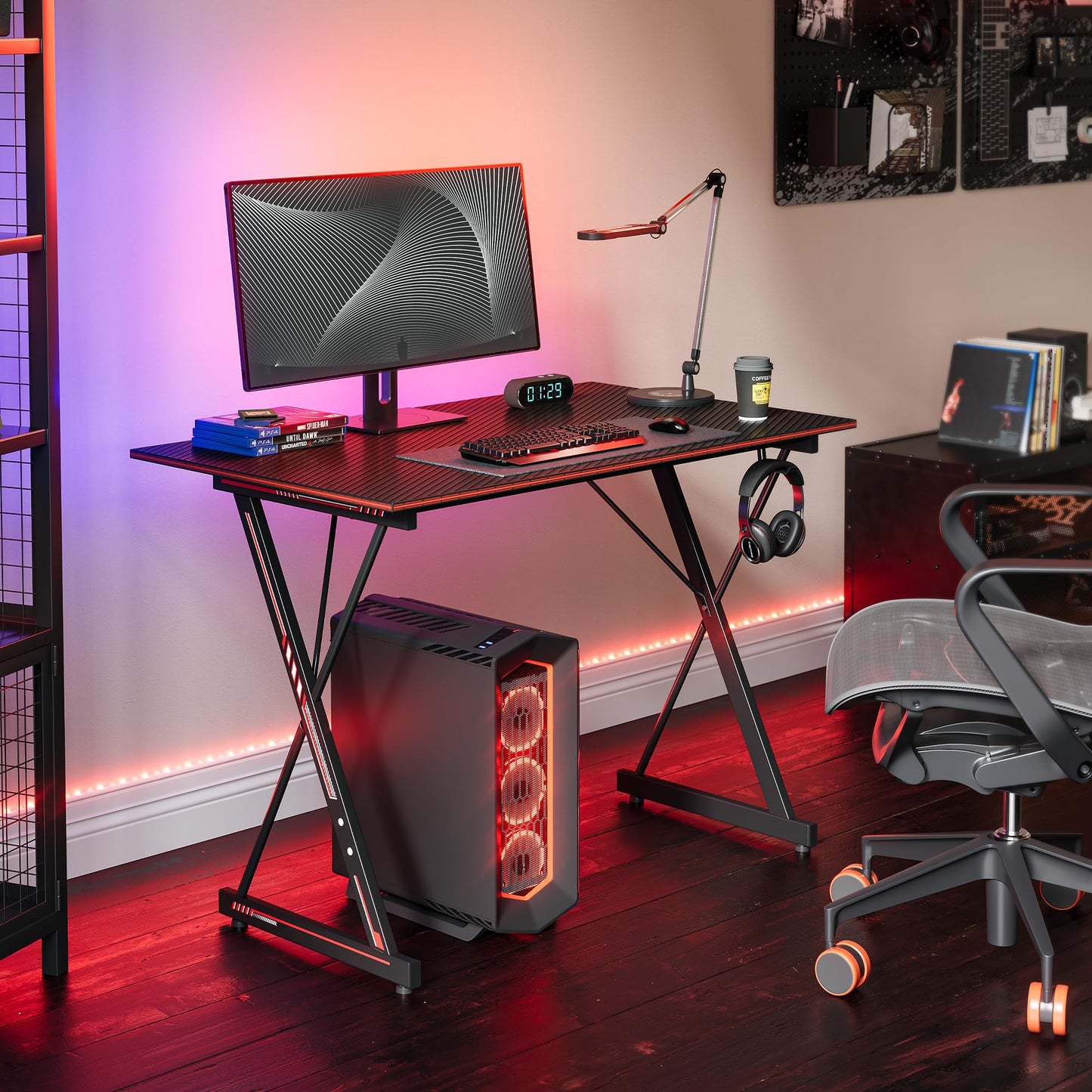 CubiCubi Gaming Desk 32 Inch PC Computer Desk, Home Office Desk Table Gamer Workstation, Simple Game Table, Black