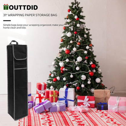OUTTDID Wrapping Paper Storage Bag - Organizer for 9 Standard Rolls | Black Gift Wrap Holder with Pocket