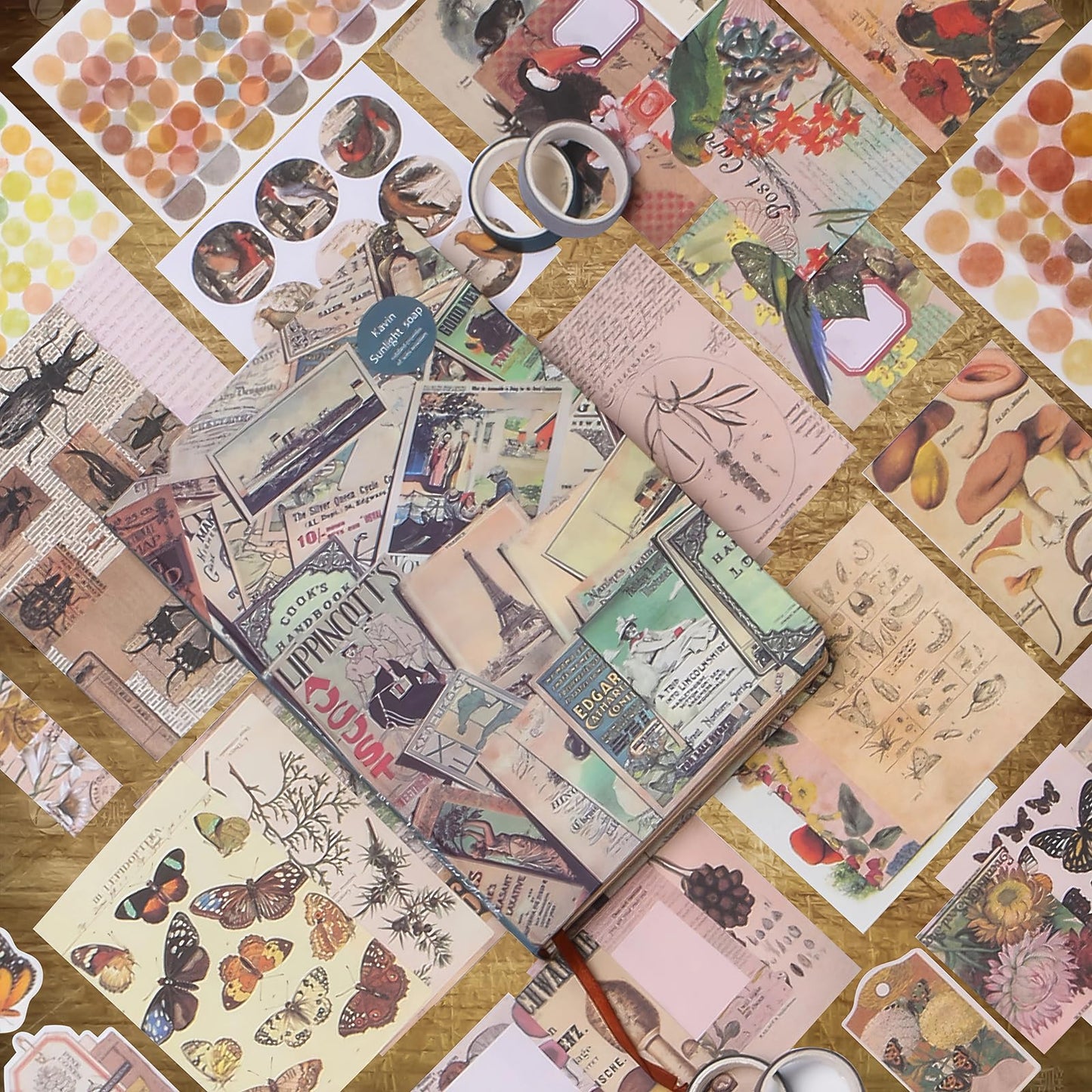 SaFeHoM 212 Pcs DIY Vintage Journal Set for Women Gifts Scrapbook Diary Supplies including Aesthetic Journals, Scrapbook Paper, Washi Stickers, Tape, Dot Stickers