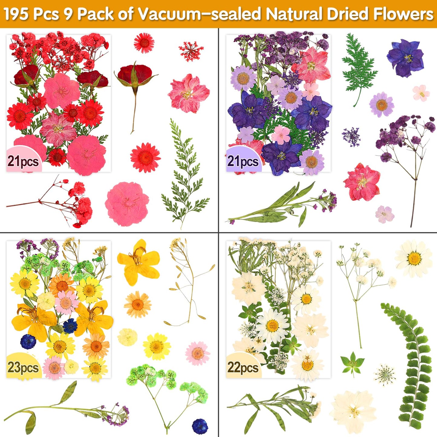 235 Pcs Pressed Dried Flowers for Resin, Natural Real Dried Pressed Flowers for Crafts, Bulk Dry Flowers for Resin Molds, Candles, DIY Art Jewelry Making with Tweezers Butterfly Stickers Set Decorate