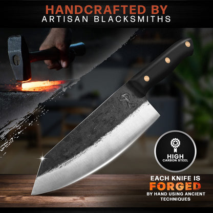 Kitchen perfection Handmade Chefs Carving Knife For Meat Cutting- Extremely Sharp Cooking Knife 8 Inch -Hand Sharpen Best Gift For Men - High Carbon Steel w/Leather Sheath