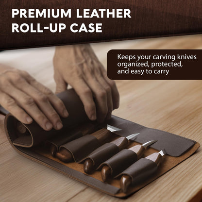 Complete Wood Carving Kit for Beginners - Gift Ready Wood Carving Tools Set | Whittling Kit with 8 Wood Carving Knives, Spoon Carving Tools, Wood Blocks, Gloves, Roll Bag and Sharpening Strop