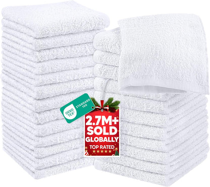 24 Pack Set, 100% Utopia Towels Cotton Washcloths Ring Spun Cotton, Premium Quality Flannel Face Cloths, Highly