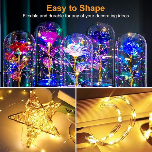 Btfarm 12 Pack Fairy Lights - Battery Operated Twinkle String Lights | Waterproof 7ft Mini Silver Wire for Christmas & Weddings - Warm White/Colorful